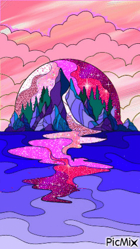 Il fiume al tramonto - 無料のアニメーション GIF