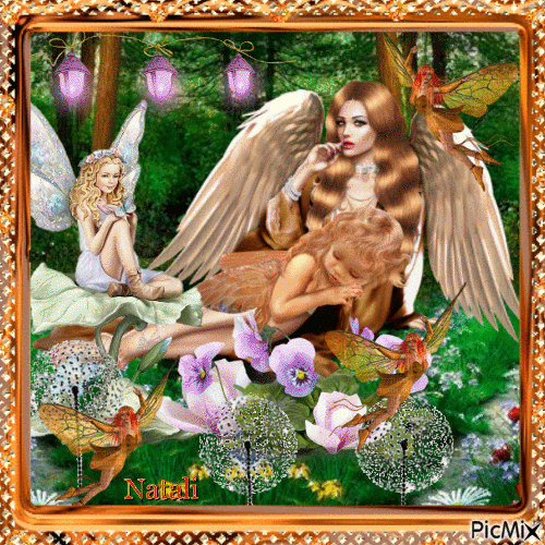 la fée dort dans les bras d'un ange - Ücretsiz animasyonlu GIF
