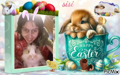 happy easter moi et mon lapin - Free PNG