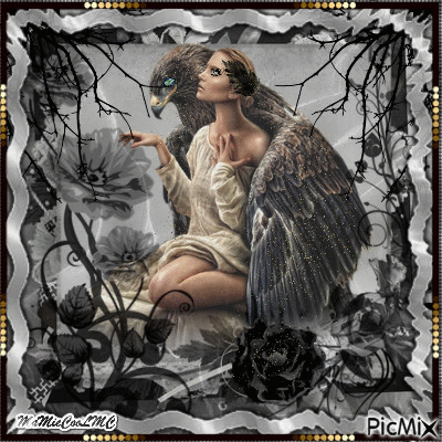 femme aigle noir - Δωρεάν κινούμενο GIF