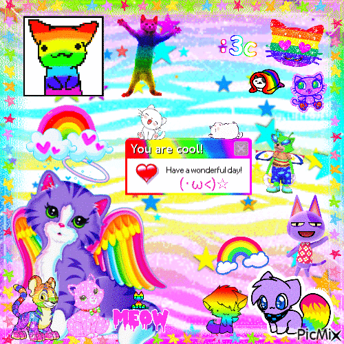 rainbow cat (for contest) - Free animated GIF
