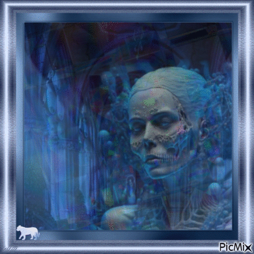 Gothic woman in blue - GIF animé gratuit