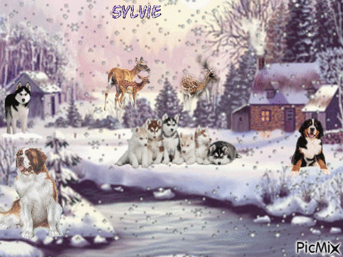 animeaux sous la neige ma création sylvie - Ingyenes animált GIF