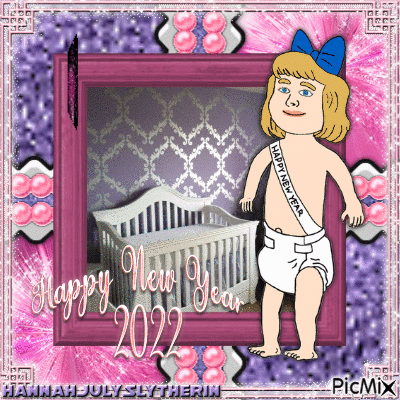 {{{Happy New Year Baby in Pink & Purple}}} - GIF animado grátis