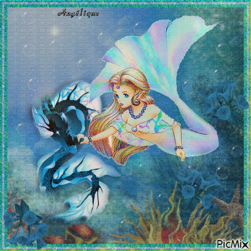 Le dragon et la sirène... 🤍💙💜 - Ingyenes animált GIF