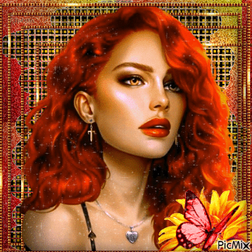 Red-haired beauty - Besplatni animirani GIF