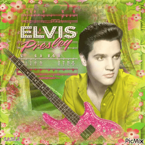 Elvis Presley Green & Pink - GIF animé gratuit