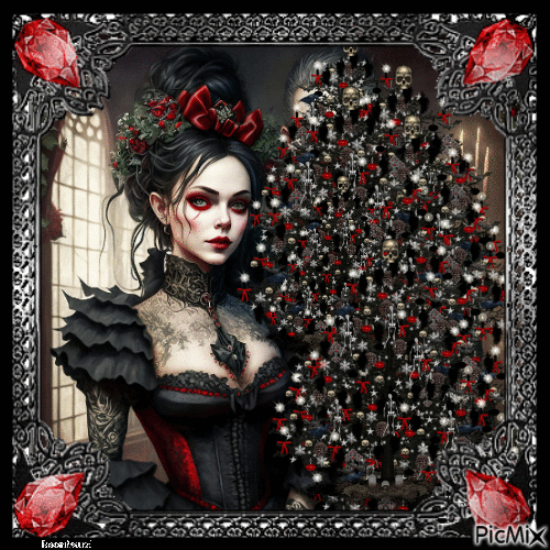 Gothic Woman Christmas - Бесплатный анимированный гифка