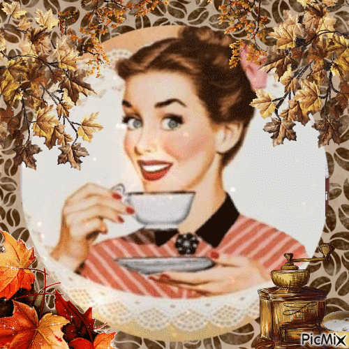 Café de otoño vintage - 無料のアニメーション GIF