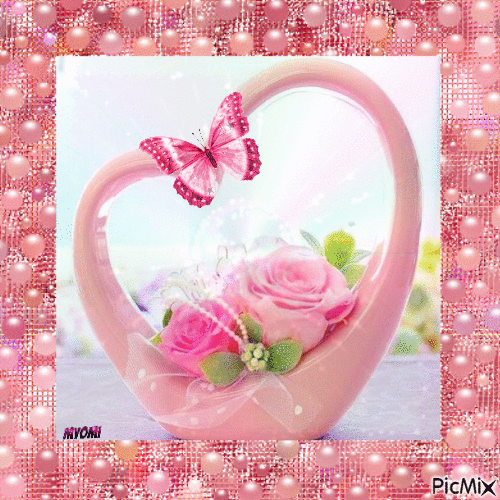 decoration avec  roses - Darmowy animowany GIF