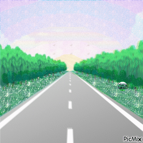 Paesaggio con una strada - Δωρεάν κινούμενο GIF