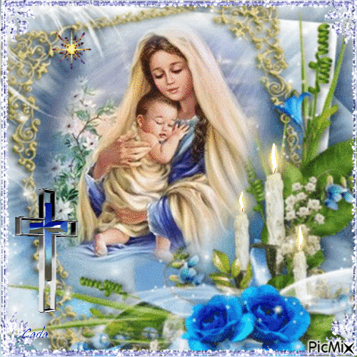 Moeder Maria en Kindje Jezus - GIF animasi gratis
