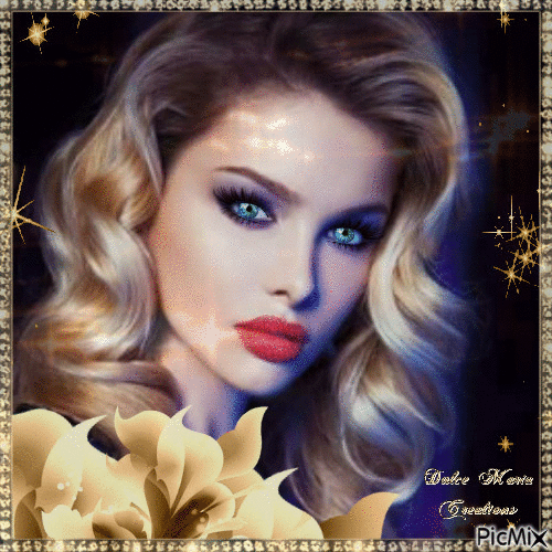 woman with golden flowers...april 2018 - GIF animate gratis