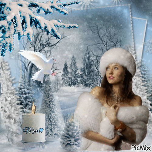 invierno  mujer  y nieve - Безплатен анимиран GIF