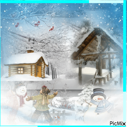 Os bonecos de neve - GIF animé gratuit