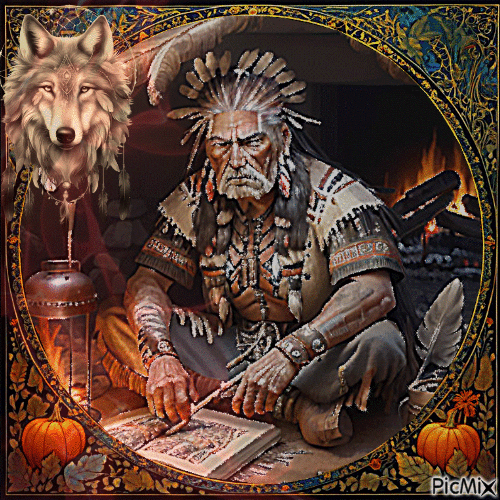 Zauberer oder Hexe der amerikanischen Ureinwohner - Bezmaksas animēts GIF