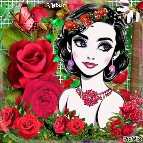 Woman with a rose > Contest - Free animated GIF