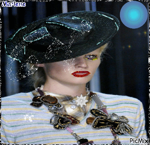 Portrait Woman Colors Hat Deco Glitter Fashion Glamour - 無料のアニメーション GIF
