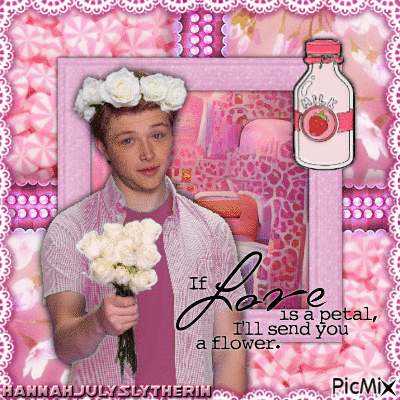 {♥♥♥}Sterling Knight in Pink with Flowers{♥♥♥} - GIF animado gratis