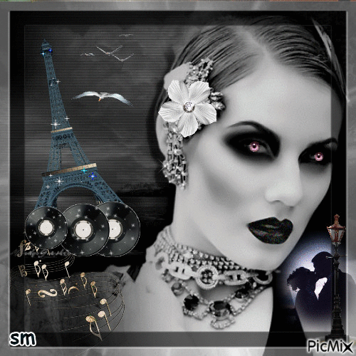dama y musica en paris - 無料のアニメーション GIF