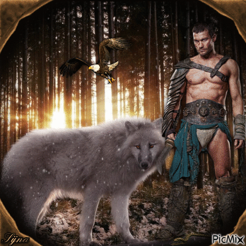 The wolf with his warrior - Бесплатный анимированный гифка
