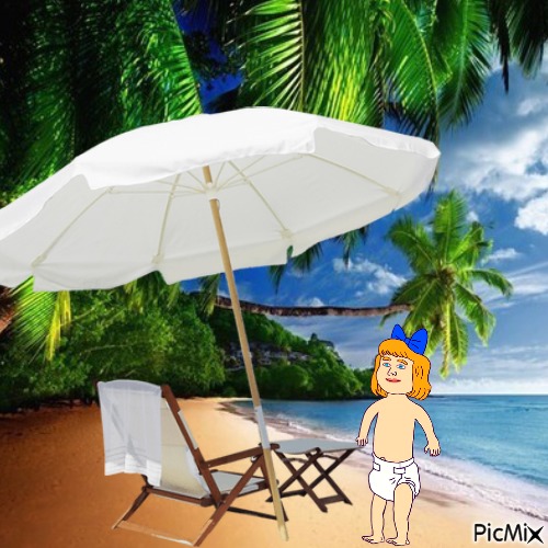 Baby at beach - PNG gratuit