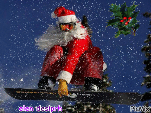 Santa Claus skiing - Animovaný GIF zadarmo
