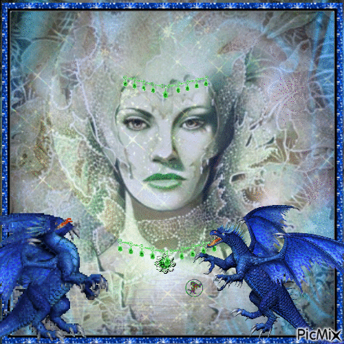 The woman with dragons - Ilmainen animoitu GIF