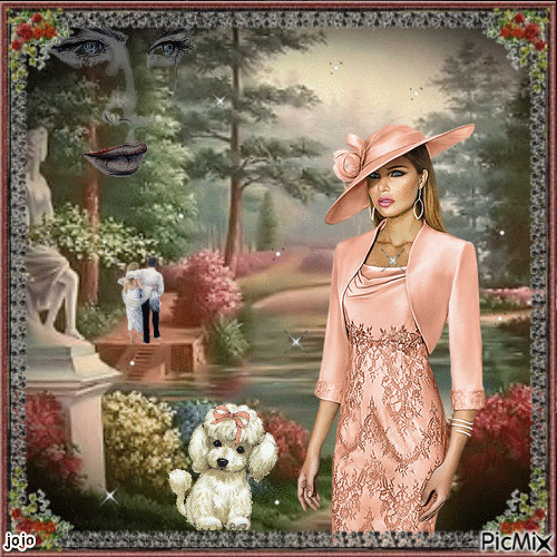une jolie femme dans un jardin - Δωρεάν κινούμενο GIF