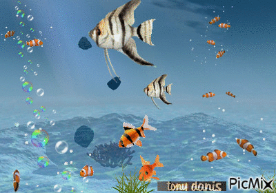 UNDERWATER WORLD  original backgrounds, painting,digital art by tonydanis - Free animated GIF
