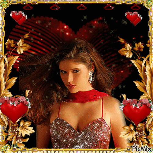 Woman in red - Free animated GIF
