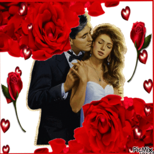 Couple roses rouges - GIF animasi gratis