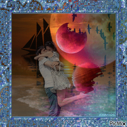 Good evening under the red moon - Ilmainen animoitu GIF