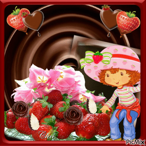 Chocolat et fraises - Free animated GIF
