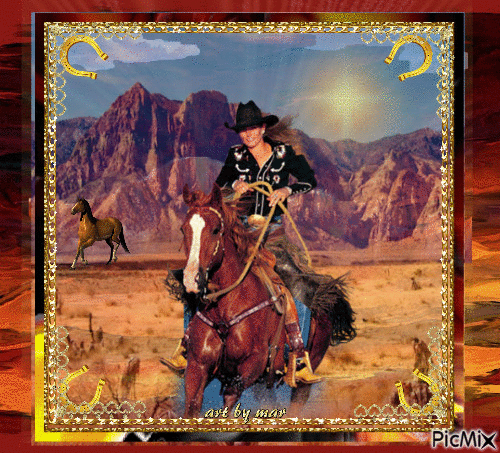 Cowgirl In Painted Desert - Bezmaksas animēts GIF