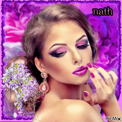 Maquillage et vernis assortis,nath - GIF animé gratuit