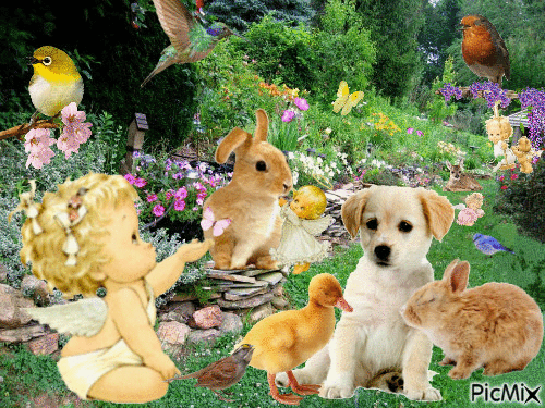 My Garden w/ Puppy - Darmowy animowany GIF