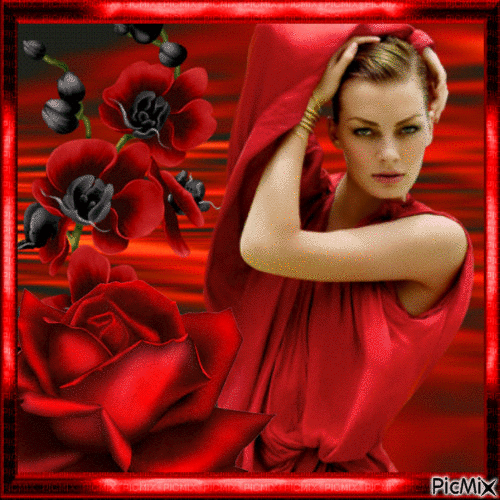 femme rouge 🌹💝 - Δωρεάν κινούμενο GIF