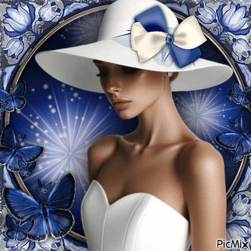 Portrait White Hat/Blue Background-RM-02-22-24 - GIF animé gratuit