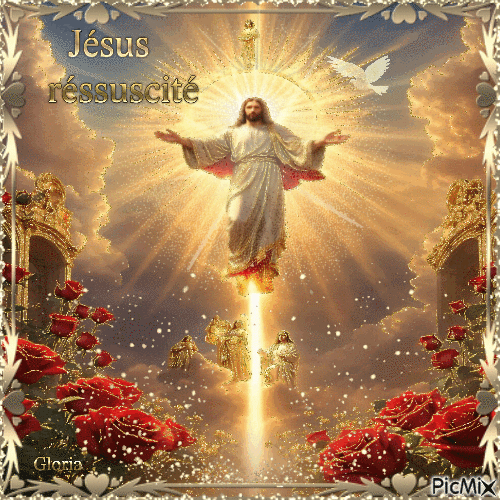 Joyeuse Pâques ✝ Jésus ressuscité - Darmowy animowany GIF