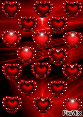 BLINKING HEARTS RED ON RED - Gratis animerad GIF