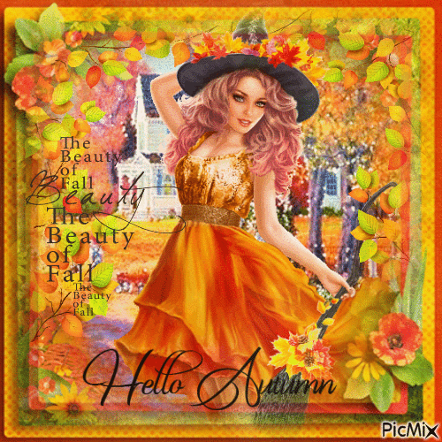 Autumn witch hello - Besplatni animirani GIF