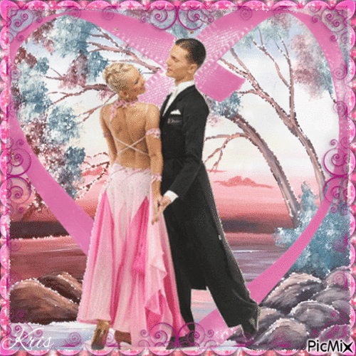 Couple qui danse - Tons roses - Zdarma animovaný GIF