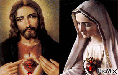 LUZ DIVINA DO CORAÇÃO DE JESUS E MARIA. - GIF animado grátis