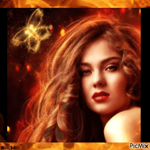 Woman -female-fire-orange - Gratis animeret GIF