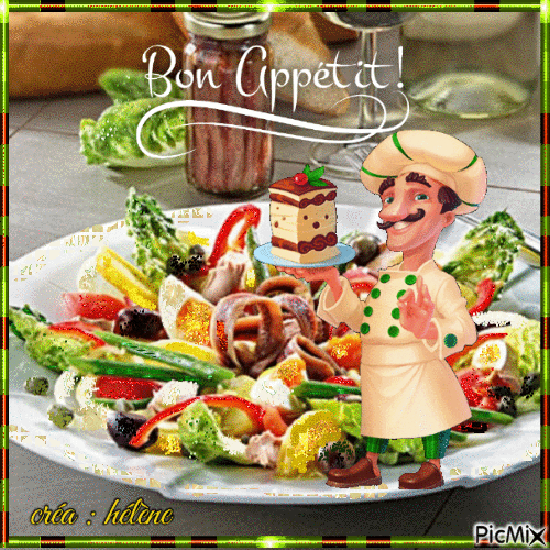 salade Niçoise ... bon appétit - GIF animado grátis