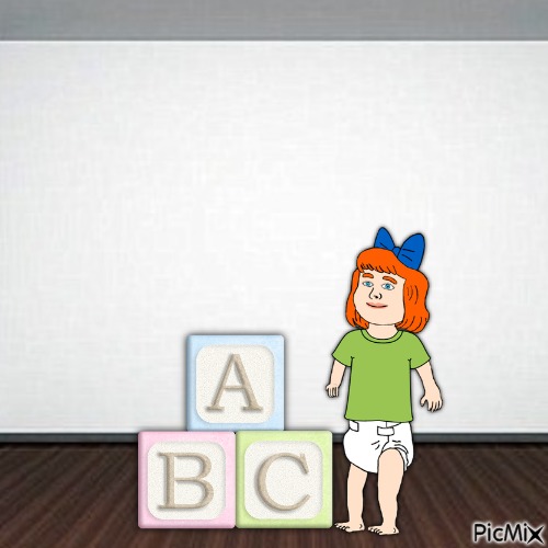 Baby posing with ABC blocks - gratis png
