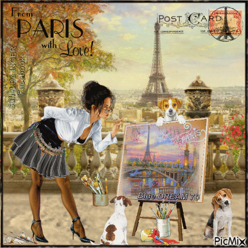 Carte postale de Paris - Gratis geanimeerde GIF