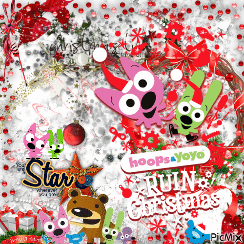 merry christmas hoops and yoyo 0w0 - GIF animado gratis - PicMix