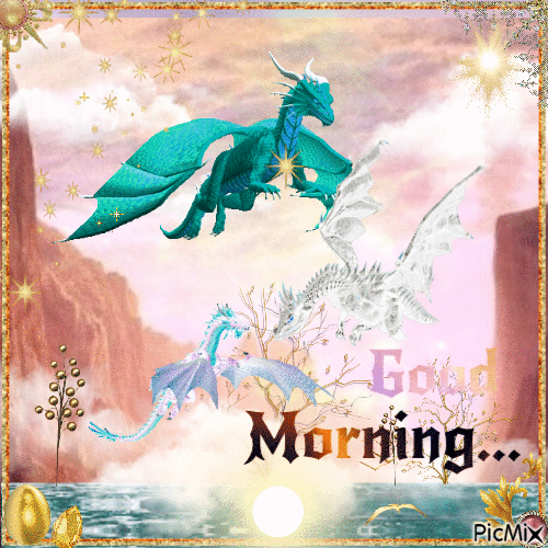 Good Morning Dragons - Bezmaksas animēts GIF